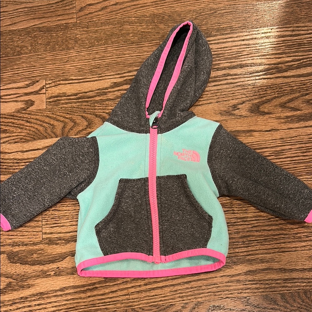 The North Face Gray and Pink Fleece Hoodie